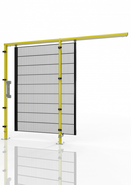 Schiebetür für Maschinen-Schutzgitter in der Größe 1200 x 2000 mm, in den Farben schwarz und gelb von Schutzzaun24