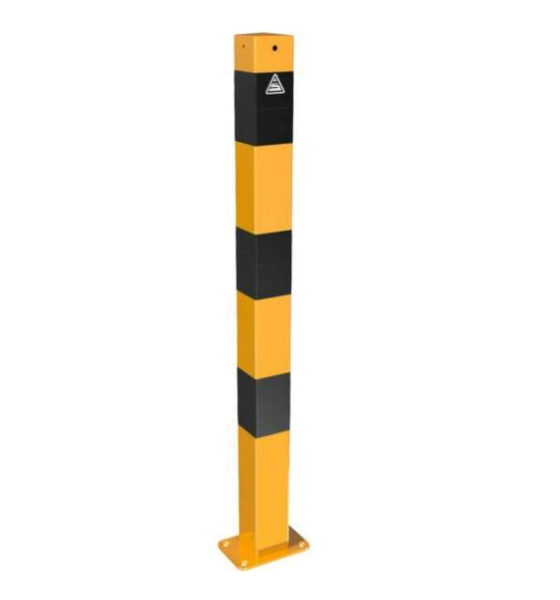 Absperrpfosten -ortsfest- zum Aufdübeln- 70x70mm- feuerverzinkt- gelb/schwarz