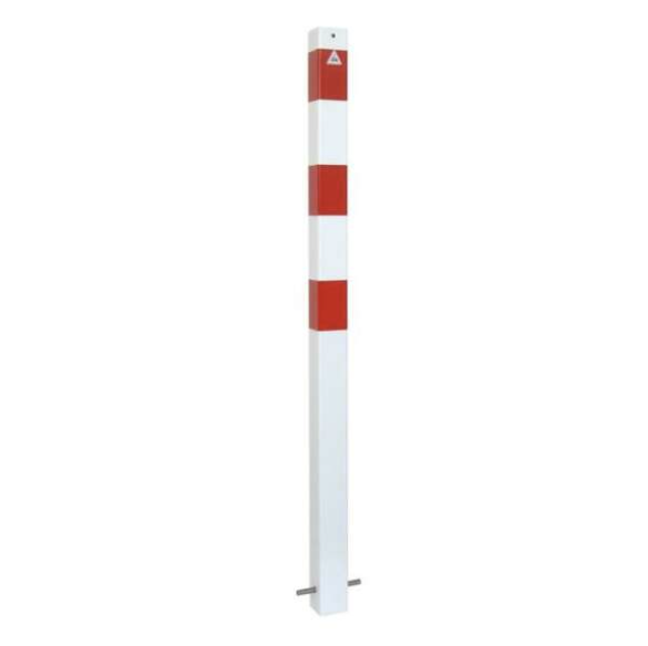 Absperrpfosten -ortsfest- zum Einbetonieren- 70x70mm- feuerverzinkt- weiß / rot